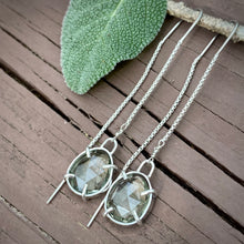 Load image into Gallery viewer, Prasiolite Pronged Threader Earrings