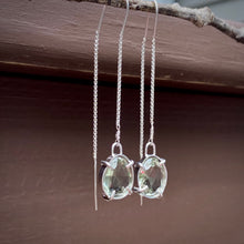 Load image into Gallery viewer, Prasiolite Pronged Threader Earrings