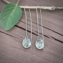 Load image into Gallery viewer, Prasiolite Pronged Threader Earrings