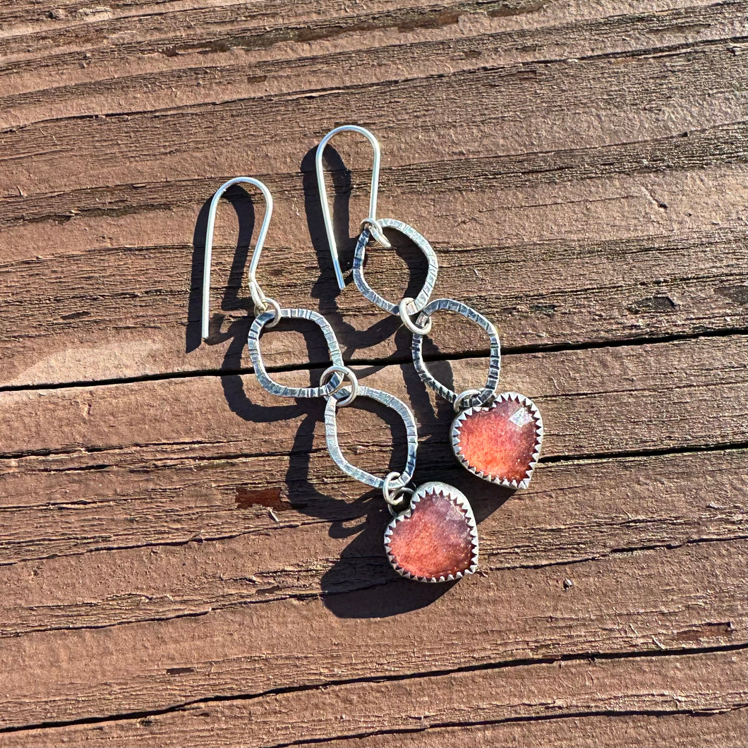 Strawberry Quartz Heart Earrings