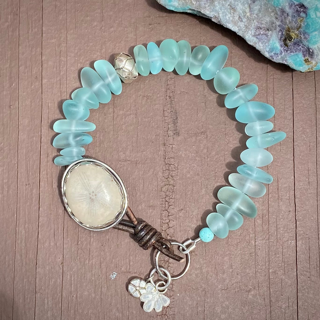 Sea Glass Sand Dollar Bracelet