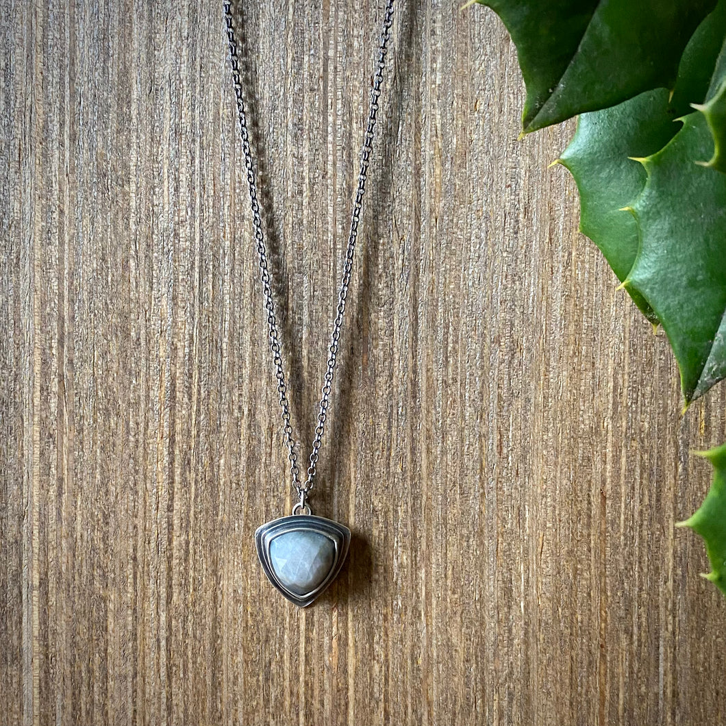 Silver Sapphire Trillion Pendant