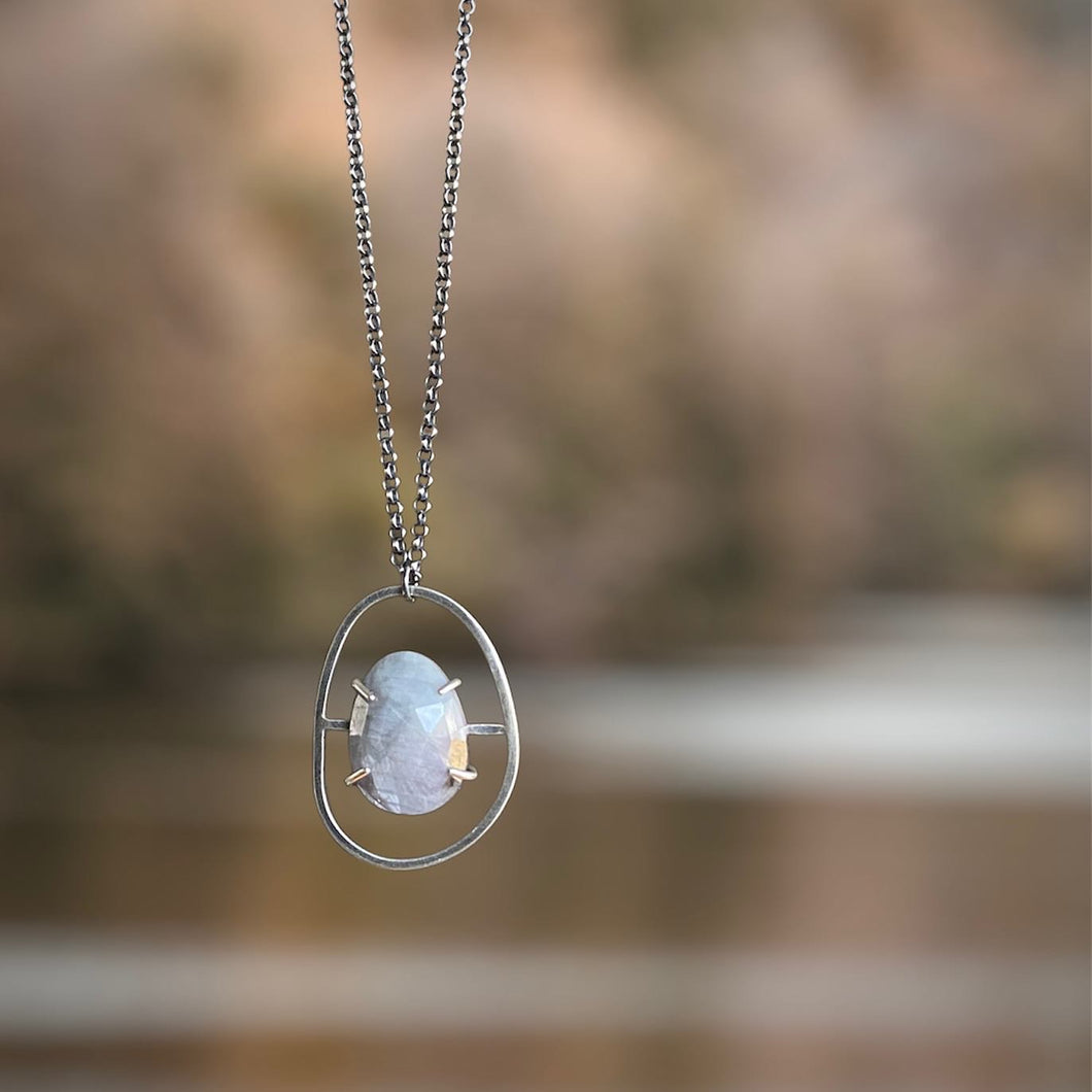 Floating Silver Sapphire Pendant